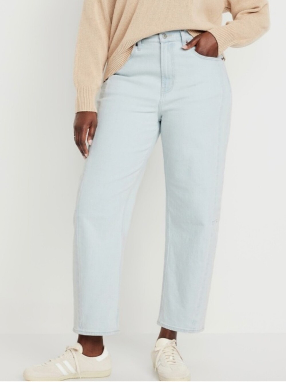 Old Navy High Rise Barrel Leg Ankle Ada Light Wash Jeans 16